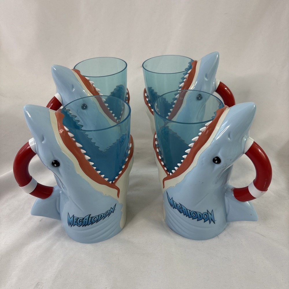 4 Monster Jam Megalodon Monster‎ Truck Blinking Light Up Cup Mug Shark Souvenir